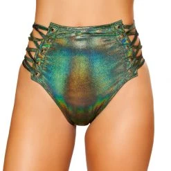 Rave Bae Couture Green Laced Up High Waist Bottoms
