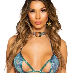 Rave Bae Couture Plur Pixie Sequin Cut Out Top Tops