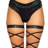 Rave Bae Couture Glam Fam Shimmer Mid-Rise Bottoms - Black