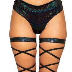 Rave Bae Couture Glam Fam Shimmer Mid-Rise Bottoms - Black