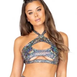Rave Bae Couture Diamond Nova Top - Silver