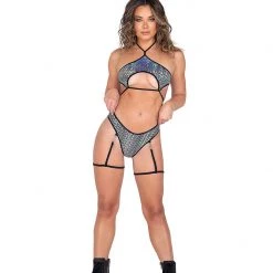 Rave Bae Couture Cyber Diva Outfit - Black/Silver New Arrivals