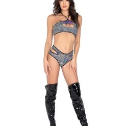 Rave Bae Couture Cyber Shimmer Outfit - Black/Silver