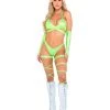 Rave Bae Couture Holo Swirl Outfit - Neon Green
