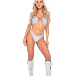 Rave Bae Couture New Arrivals Groovy Gal Outfit - Holo White