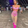 Rave Bae Couture Diamond Damsel Bodysuit - Hot Pink