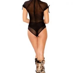 Rave Bae Couture Bodysuits J. Valentine Impending Doom Mesh Bodysuit - Black/Gold