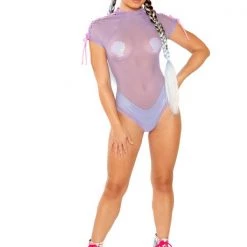 Rave Bae Couture J. Valentine Impending Doom Mesh Bodysuit - Lavender