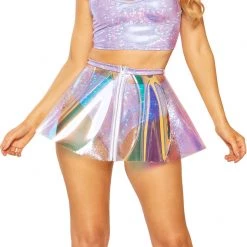 Rave Bae Couture New Arrivals PVC Brat Pinwheel Miniskirt - Lavender