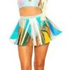 Rave Bae Couture PVC Brat Pinwheel Miniskirt - Sea Ice New Arrivals