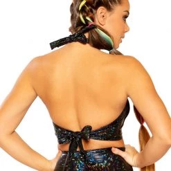 Rave Bae Couture J. Valentine Kandi Kiss Keyhole Halter Top - Black New Arrivals