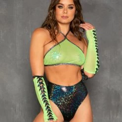 J. Valentine Peril Pixie Mesh Lace-Up Gloves