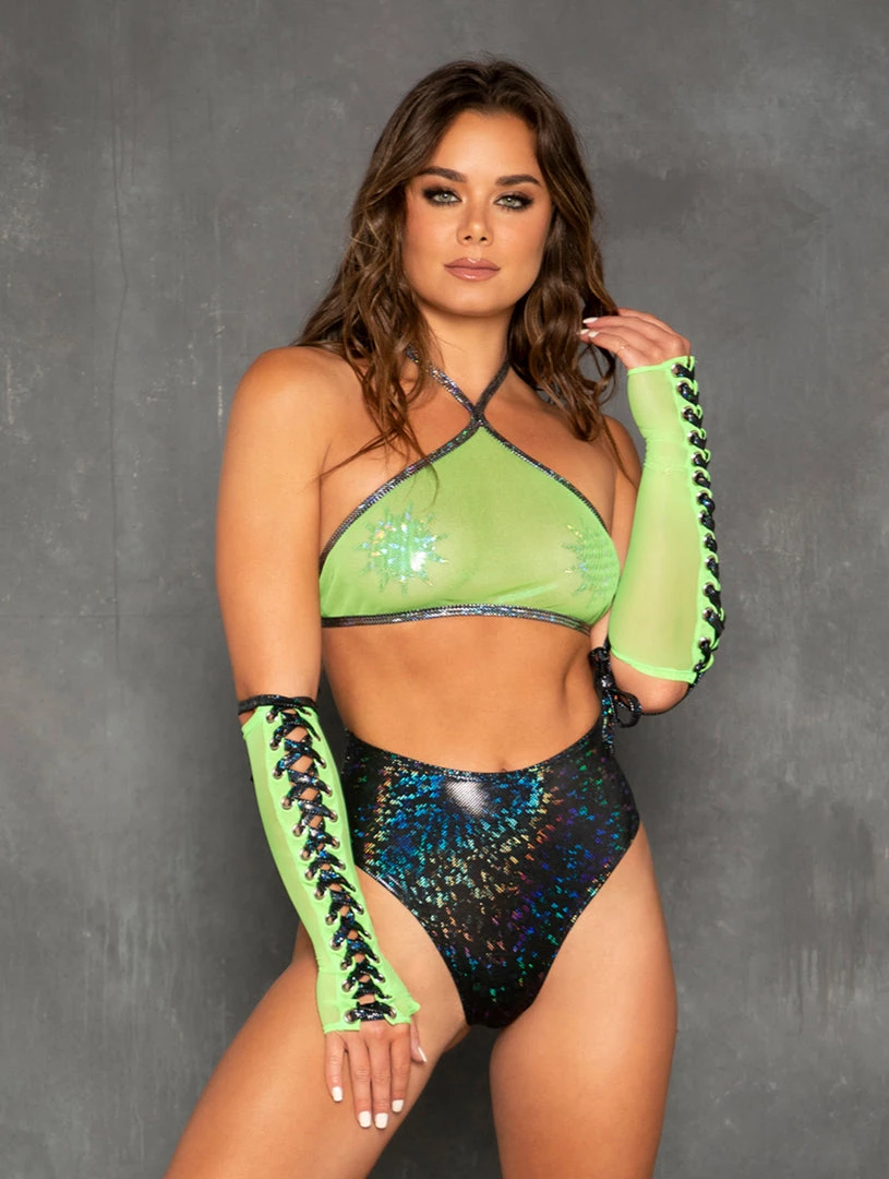 J. Valentine Peril Pixie Mesh Lace-Up Gloves