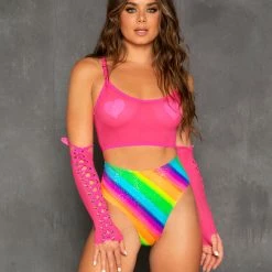 J. Valentine Peril Pixie Mesh Lace-Up Gloves