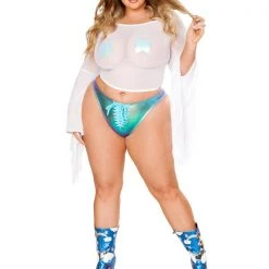 Tops J. Valentine Plus Size Nonchalant Mesh Flare Top - White