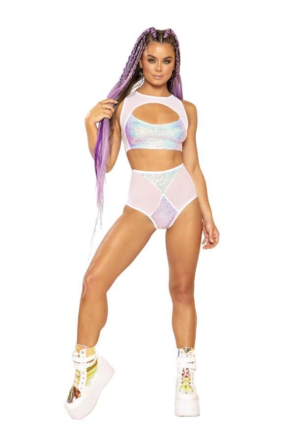 J. Valentine Lilac It Sequin Keyhole Top