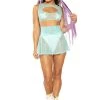 J. Valentine Bass Fairy Mesh Keyhole Top - Aqua