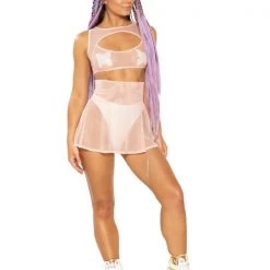 Bottoms J. Valentine Bass Fairy Mesh Skater Skirt - Rose