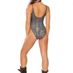 J. Valentine Holo Sorbet Bodysuit - Silver Honeycomb