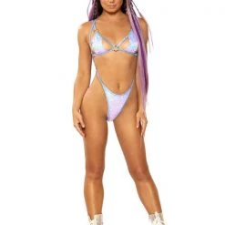 J. Valentine Cut Me Out Suspender Thong - Lavender